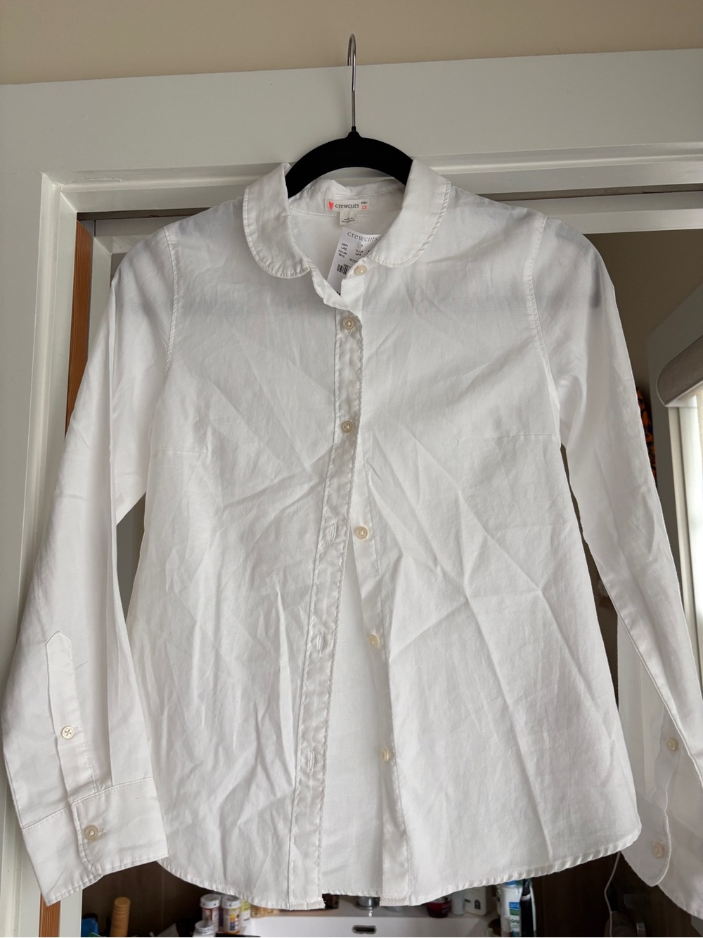 Crewcuts Girls' White Button-Down Shirt with Peter Pan Collar
